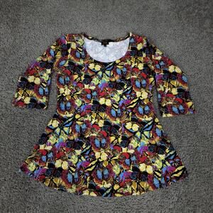 Rising International Shirt Womens Medium Multicolor Butterfly Tunic Top Boho